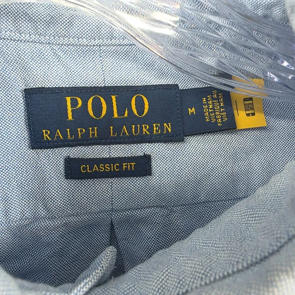 Polo Ralph Lauren Short Sleeve Oxford Shirt Mens Size M Blue Button Down